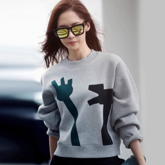 Acne Studios Bird Flower Abstract Graphic Cropped Sweatshirt - Picture 2 of 11